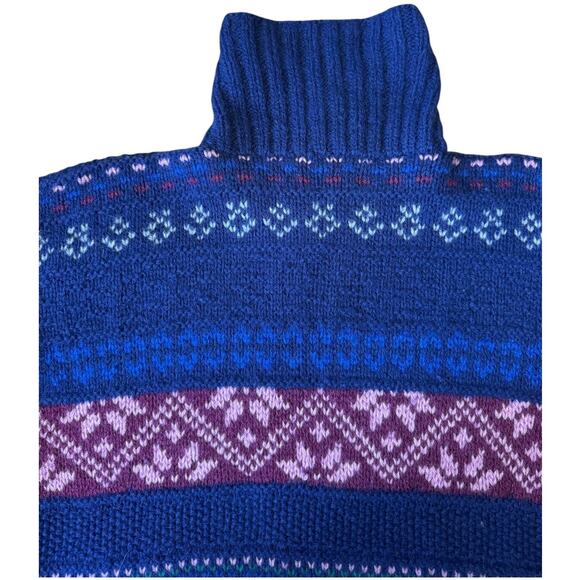 Vintage SKYR Shetland Wool Fair Isle Sweater Blue Purple Nordic Small to medium - Picture 13 of 15